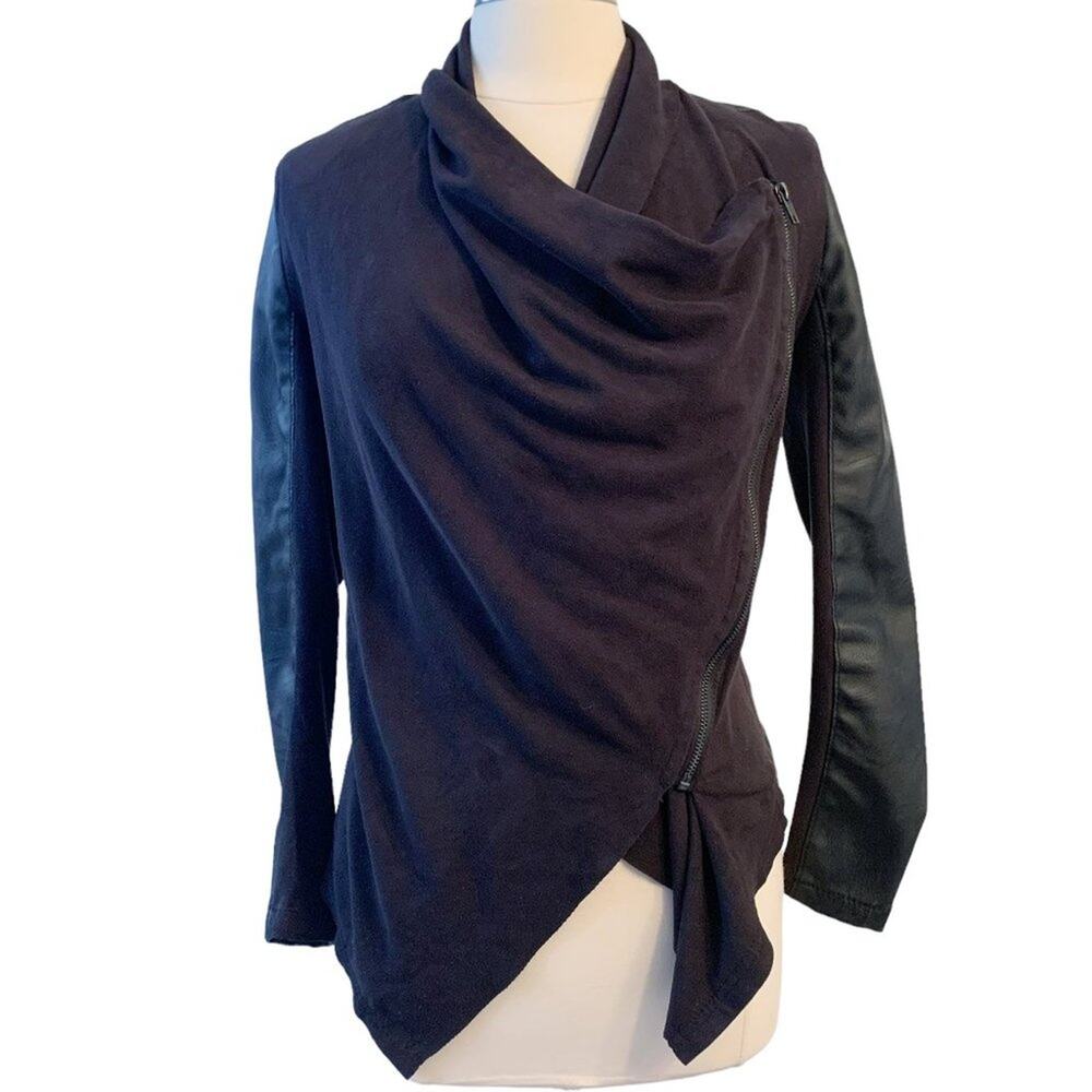 BLANKNYC Faux Suede Drape-Front Moto Jacket XS